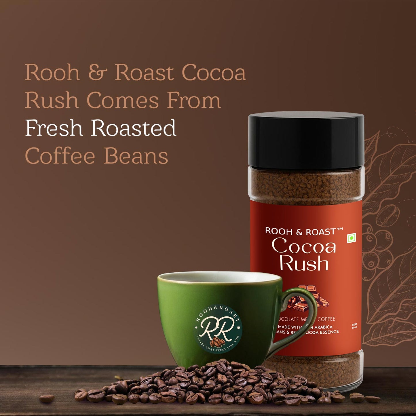 Rooh & Roast Cocoa Rush – Smooth Arabica with Cocoa Indulgence (100g)